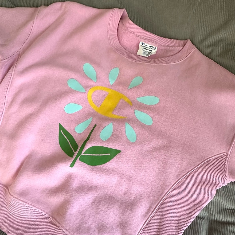 pink champion sweatshirt